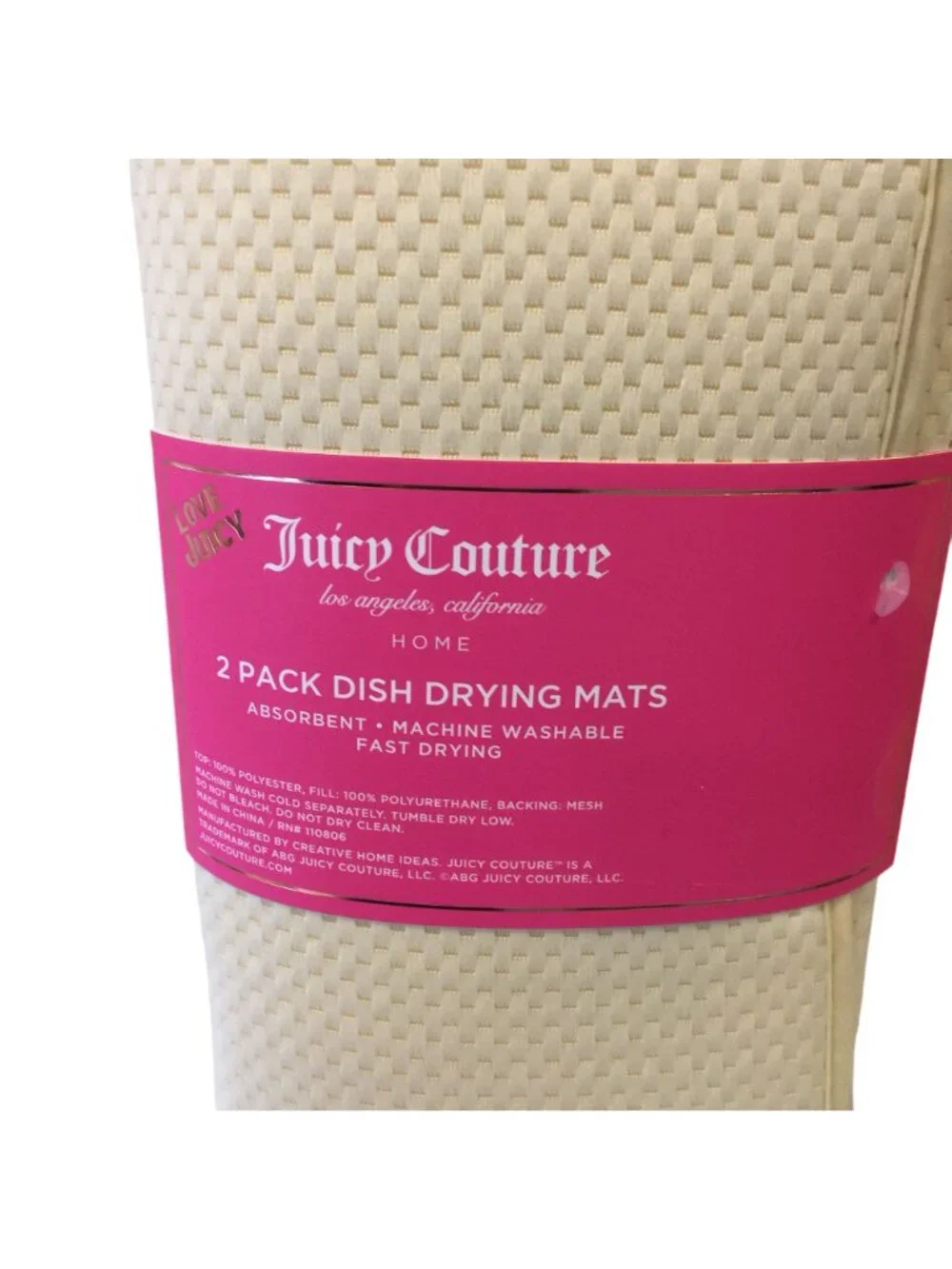 JUICY COUTURE Love Juicy Lemons 2 Pack Dish Drying Mats Machine Washable